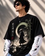 Larren Devis Men Graphic Print Round Neck Cotton Blend Black T-Shirt