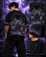 Larren Devis Men Graphic Print Round Neck Cotton Blend Black T-Shirt