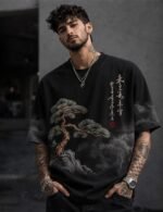 Force Men Printed Round Neck Cotton Blend Black T-Shirt - Image 3