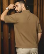 Try This Men Printed Zip Neck Cotton Blend Brown T-Shirt - Image 3
