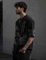 Force Men Printed Round Neck Cotton Blend Black T-Shirt - Image 4